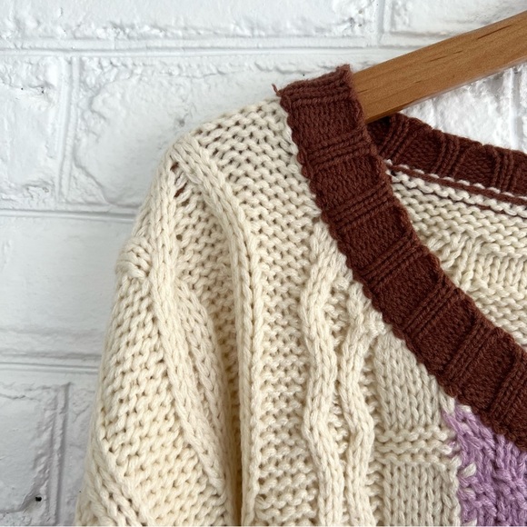 NWT Cream, Brown and Purple Sweater | Size Medium - Picture 7 of 10